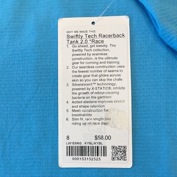NWT Lululemon Swiftly Tech Racerback Tank Top *Race In Kayak Blue Size 8 - Picture 5 of 6